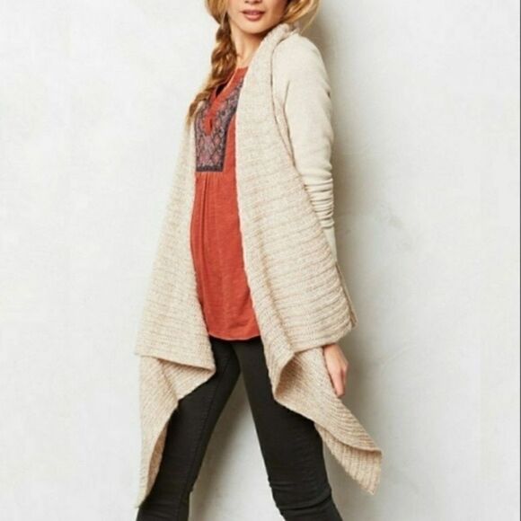 Anthropologie Sweaters - Anthropologie Saturday Sunday Casado Knit Front Cardigan Tan Sweater Size XS